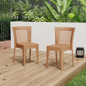 FARLEY STACKING SIDECHAIR,Set of 2,KD,Light Brown