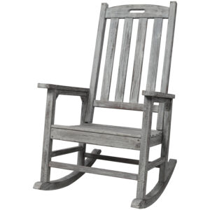 Wooden Oversized Porch Rocker Chair With Wide Seat and Tall Backrest,High Back Smooth Rocking Chairs for Outdoor & Indoor,Light Grey Color