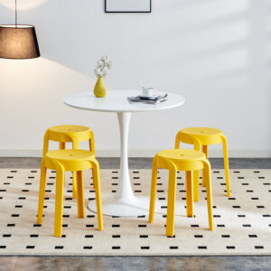 6 Pack Stackable Classroom Stools Plastic Stools Nesting Stools Colorful Round Stools Indoor Outdoor Flexible Seating Decorative Stools Chairs for Home Office School Classroom Mustard