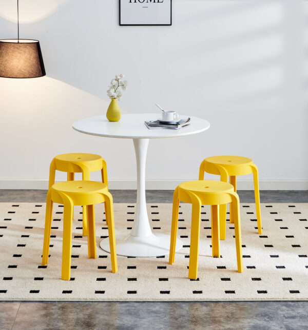 6 Pack Stackable Classroom Stools Plastic Stools Nesting Stools Colorful Round Stools Indoor Outdoor Flexible Seating Decorative Stools Chairs for Home Office School Classroom Mustard