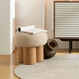 W8017-1 Mushroom stool, grieg plush cushion, wooden barrel PVC pipe, walnut finish