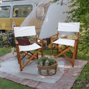 Folding Chair Wooden Director Chair Canvas Folding Chair Folding Chair 2pcs/set populus + Canvas (Color : White)
