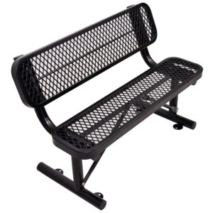 4 ft. Outdoor Steel Bench with Backrest BLACK