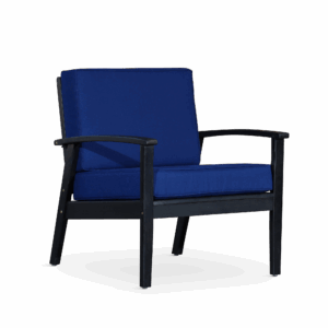 Deep Seat Eucalyptus Chair, Espresso Finish, Navy Cushions