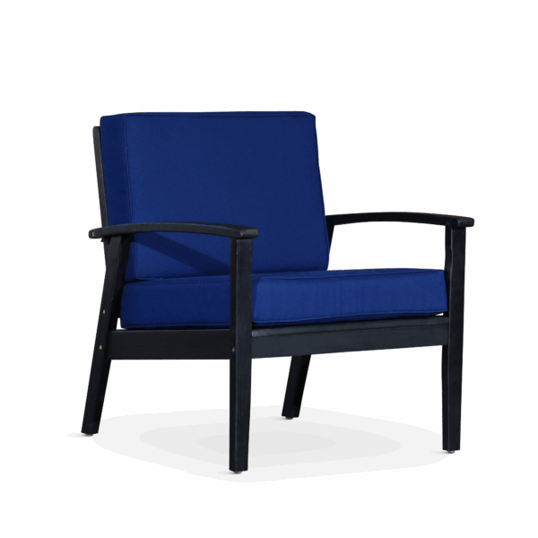 Deep Seat Eucalyptus Chair, Espresso Finish, Navy Cushions