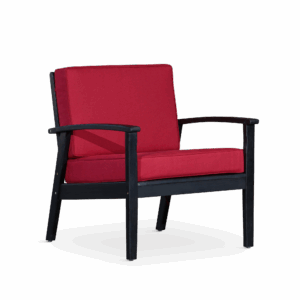 Deep Seat Eucalyptus Chair, Espresso Finish, Burgundy Cushions