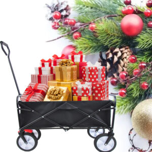 Folding Wagon Garden Shopping Beach Cart (black)