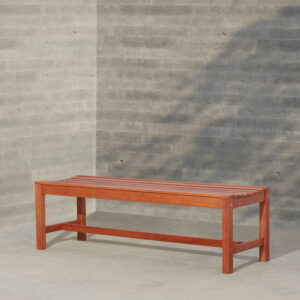 Emilio Reddish Brown Tropical Wood Armless Garden Bench for 3 Seaters