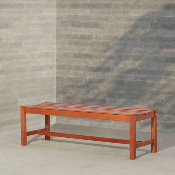 Emilio Reddish Brown Tropical Wood Armless Garden Bench for 3 Seaters