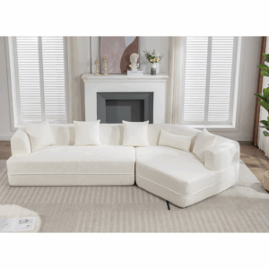 [VIDEO PROVIDED][ New And Upgraded Extended Edition]Modular sofa , modern minimalist style sofa, upholstered , free combination, round fiber fabric, anti-wrinkle fabric,Dimension exten, creamy-white