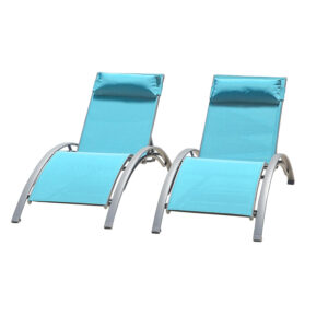 Pool Lounge Chairs Set of 2-Lake Blue (2 Lounge Chairs)