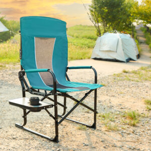 Camping Directors Chair, Heavy Duty,Oversized Portable Folding Chair with Side Table, Pocket for Beach, Fishing,Trip,Picnic,Lawn Blue