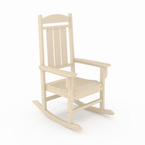 Beige Traditional Porch Rocker – Classic HDPE Poly Lumber for Porch, Patio, and Garden Comfort