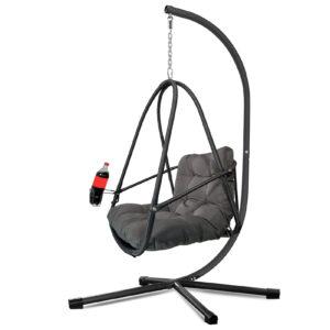 Swing Egg Chair with Stand Indoor Outdoor Wicker Rattan Patio Basket Hanging Chair with C Type bracket , with cushion and pillow,Patio Wicker folding Hanging Chair( Special construction cup holder
