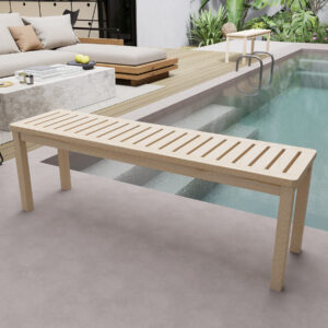 52.1" Outdoor Solid Wood Knot-Free Pine Backless Dining Bench with Slatted Seat – Modern Bench, Perfect for Patio, Backyard, Entryway, Hallway, Living Room, Bedroom, Front Door