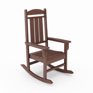 Pecan Traditional Porch Rocker – Classic HDPE Poly Lumber for Porch, Patio, and Garden Comfort