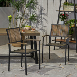 BRIDGET WOOD AND METAL CHAIR,Set of 2