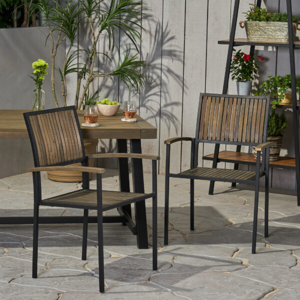 BRIDGET WOOD AND METAL CHAIR,Set of 2
