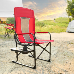 Camping Directors Chair, Heavy Duty,Oversized Portable Folding Chair with Side Table, Pocket for Beach, Fishing,Trip,Picnic,Lawn Red