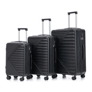 HIFINE TOURIST 20"/24"/28" 3 pcs/set in ABS Spinner Wheel Luggage, Carry on Suitcase, Matching Color, TSA Combination Lock For Big And Middle Size (Black)