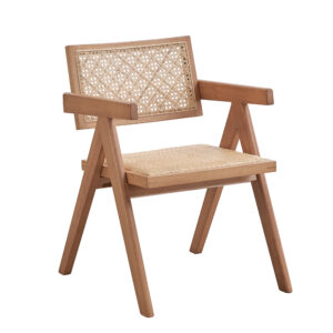 Velentina Rattan & Natural Finish Arm Chair (Set of 2)