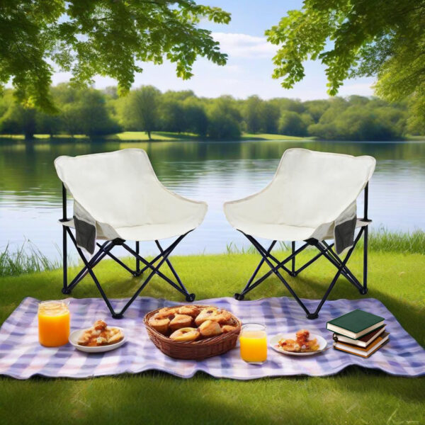 2PCS Outdoor Camping Chairs Folding/Portable, Carry Bag ,Beige
