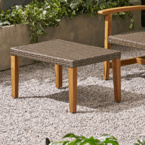 HAMPTON WOOD + WICKER OTTOMAN