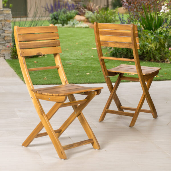 Outdoor Acacia Wood Folding Dining Chair (Set of 2),Natural