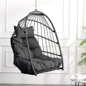 Outdoor garden rattan egg swing chair hanging chair PE hanging chair gray