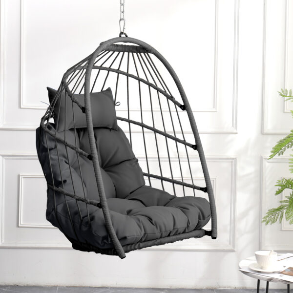 Outdoor garden rattan egg swing chair hanging chair PE hanging chair gray