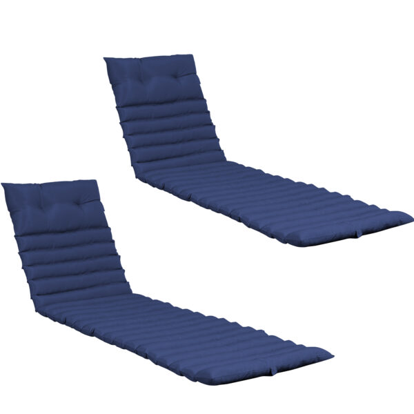 2PCS Set Outdoor Lounge Chair Cushion Replacement Patio Funiture Seat Cushion Chaise Lounge Cushion-NAVY BLUE