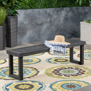 Outdoor Acacia Wood Dining Bench,Dark Grey